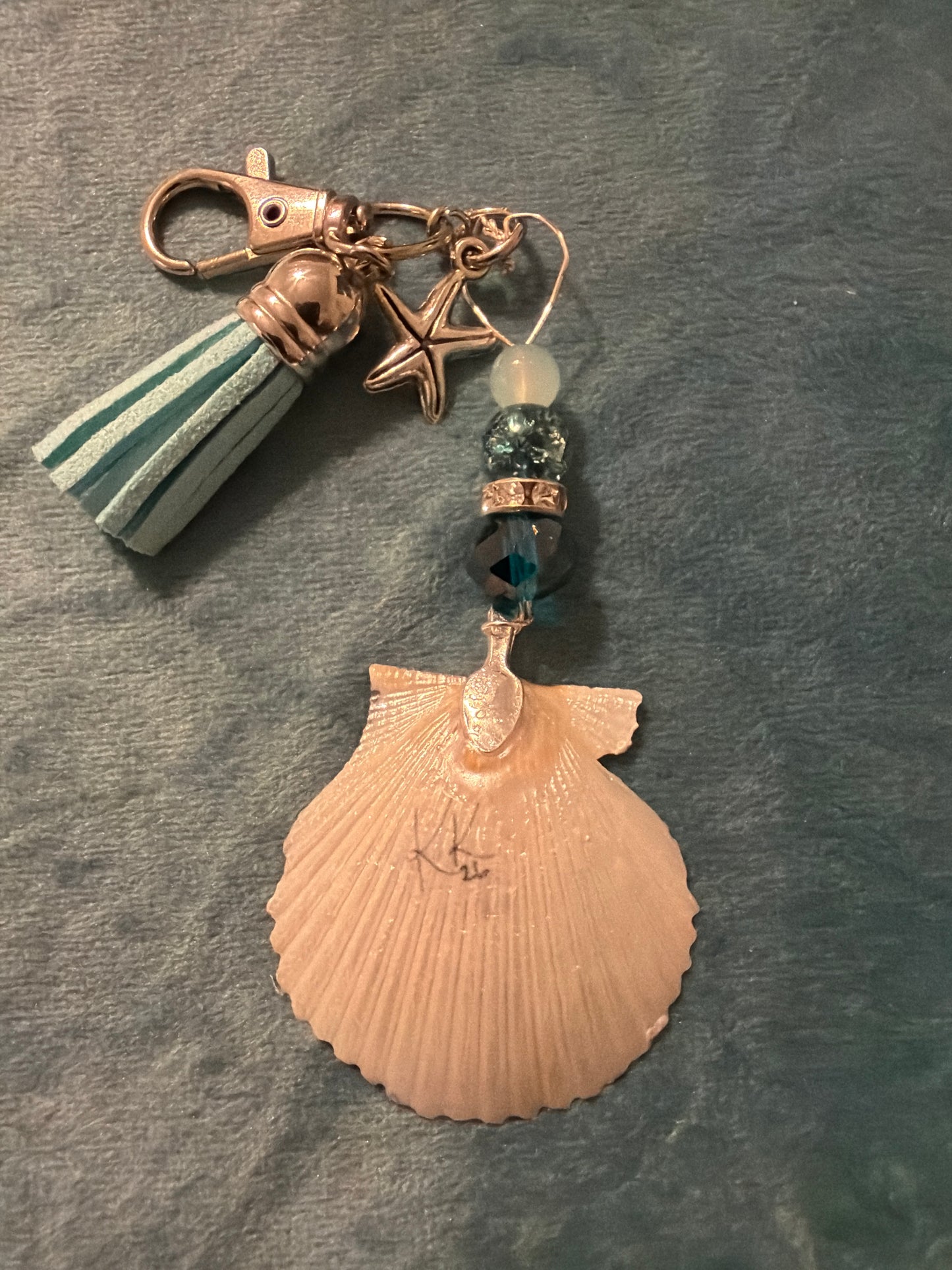 Aqua starfish purse charm