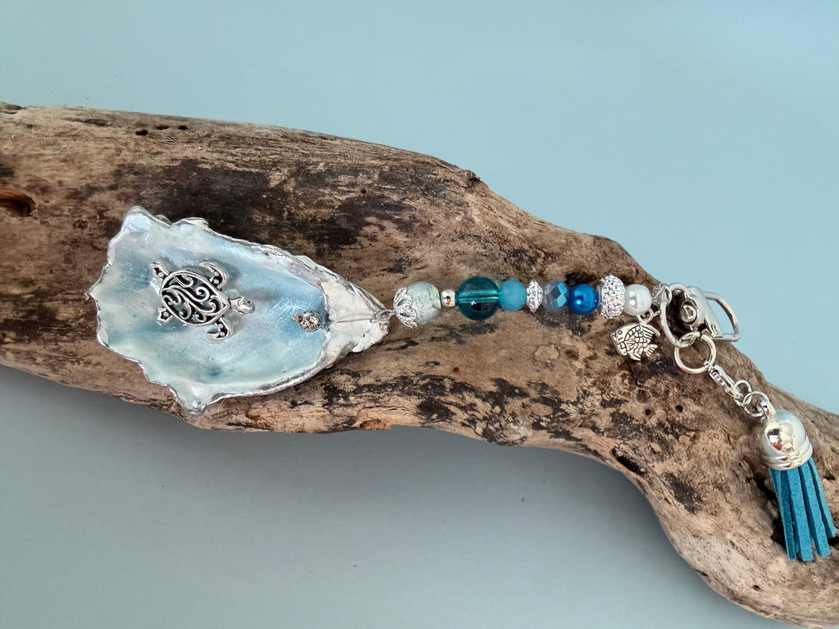 Handcrafted Sea Turtle Oyster Shell Purse Charm