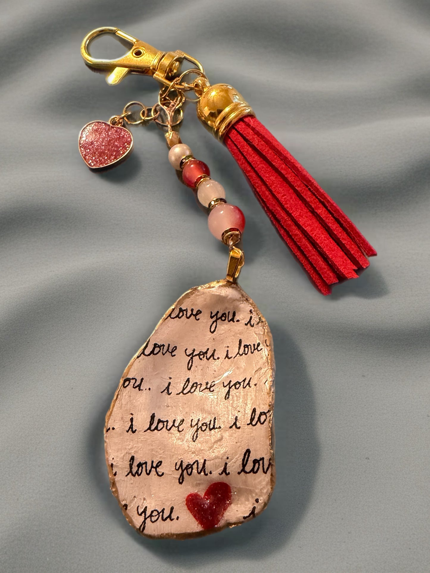 I love you purse charm Oyster flat-