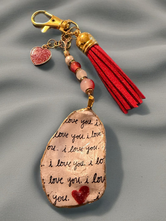 I love you purse charm Oyster flat-
