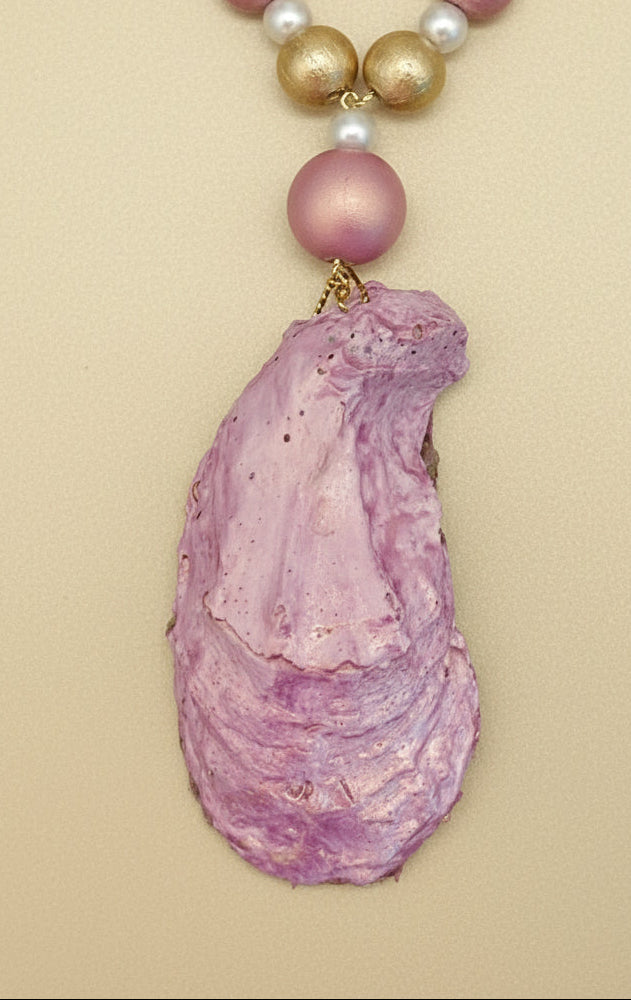 Pink Tree with star- on oyster shell