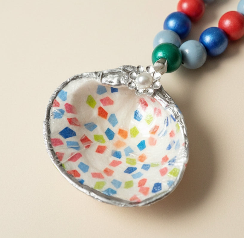 Confetti - multi-colored- on a clam shell- can be customized- with personalized wording