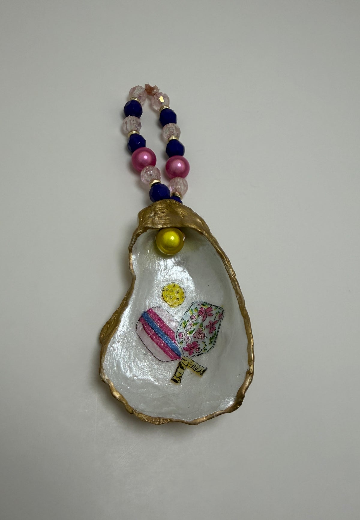 Pickleball Coastal Oyster Shell Ornament