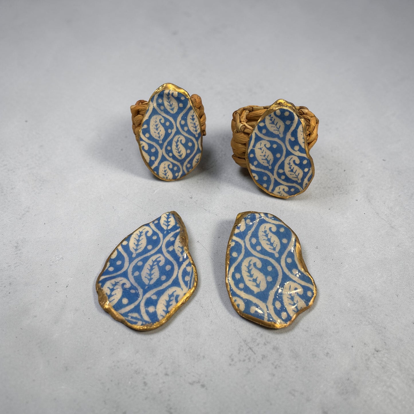 Interchangeable Shell Napkin Ring Set- Coastal Blue
