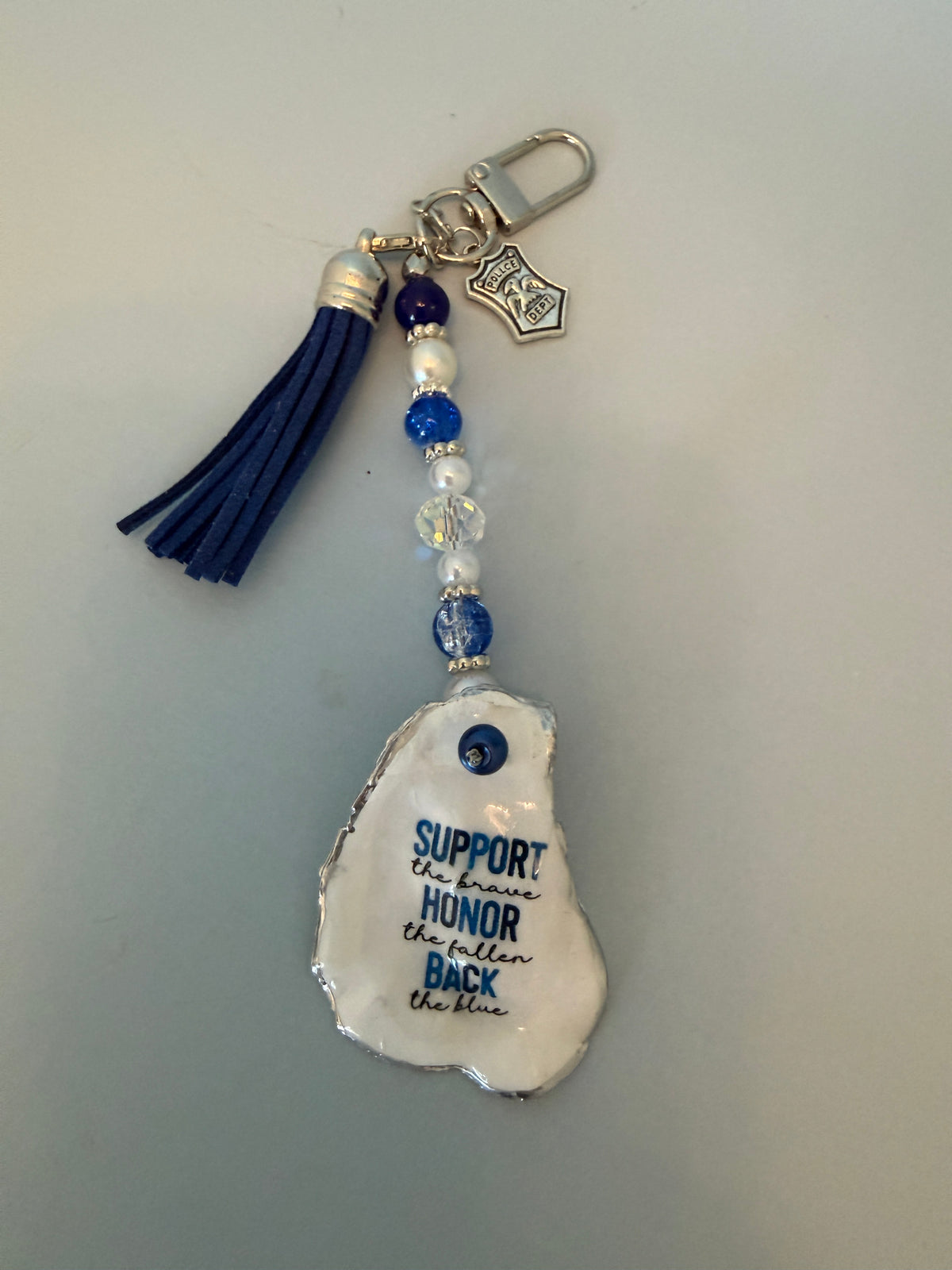 Back the Blue Oyster Shell Purse Charm – Police Support & Honor