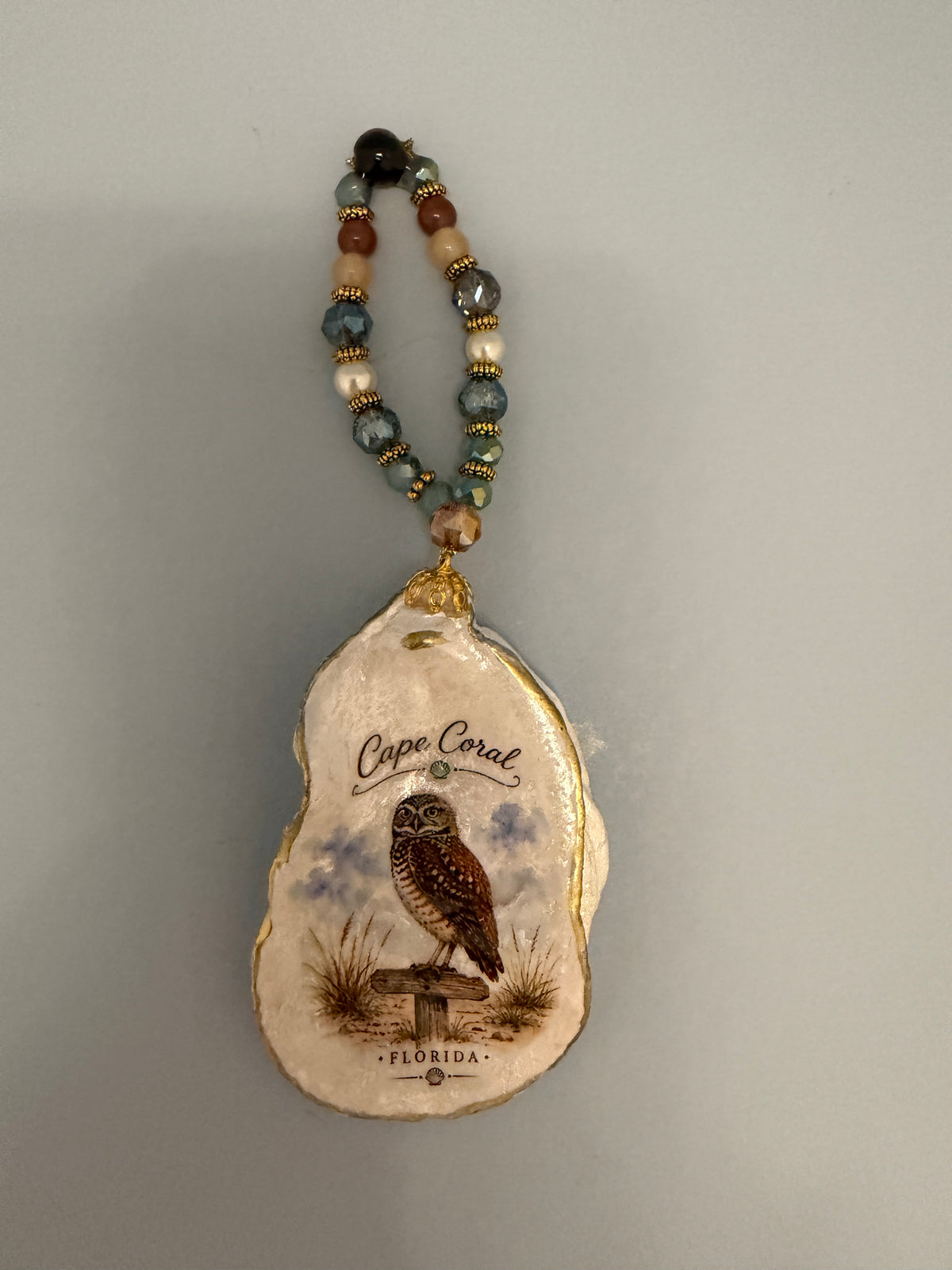 Cape Coral Burrowing Owl | Handcrafted Coastal Shell Ornament