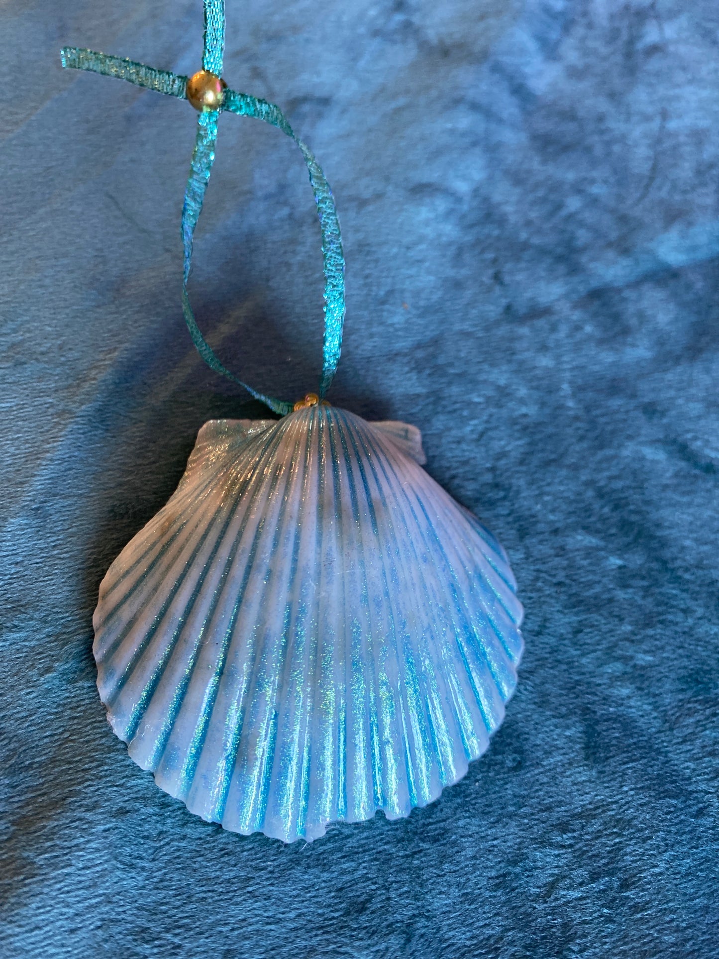 Blue & Gold cross - scallop shell