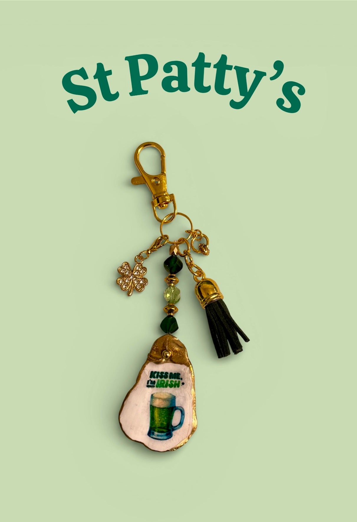 Oyster shell purse charm