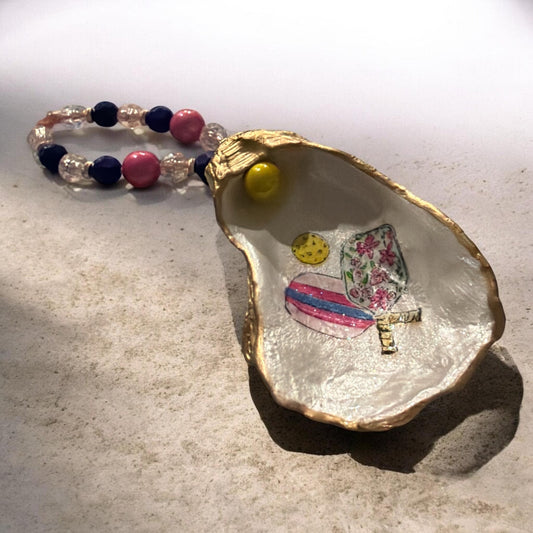 Pickleball Oyster Shell Charm – Coastal Gift.         …The perfect match for pickleball lovers.