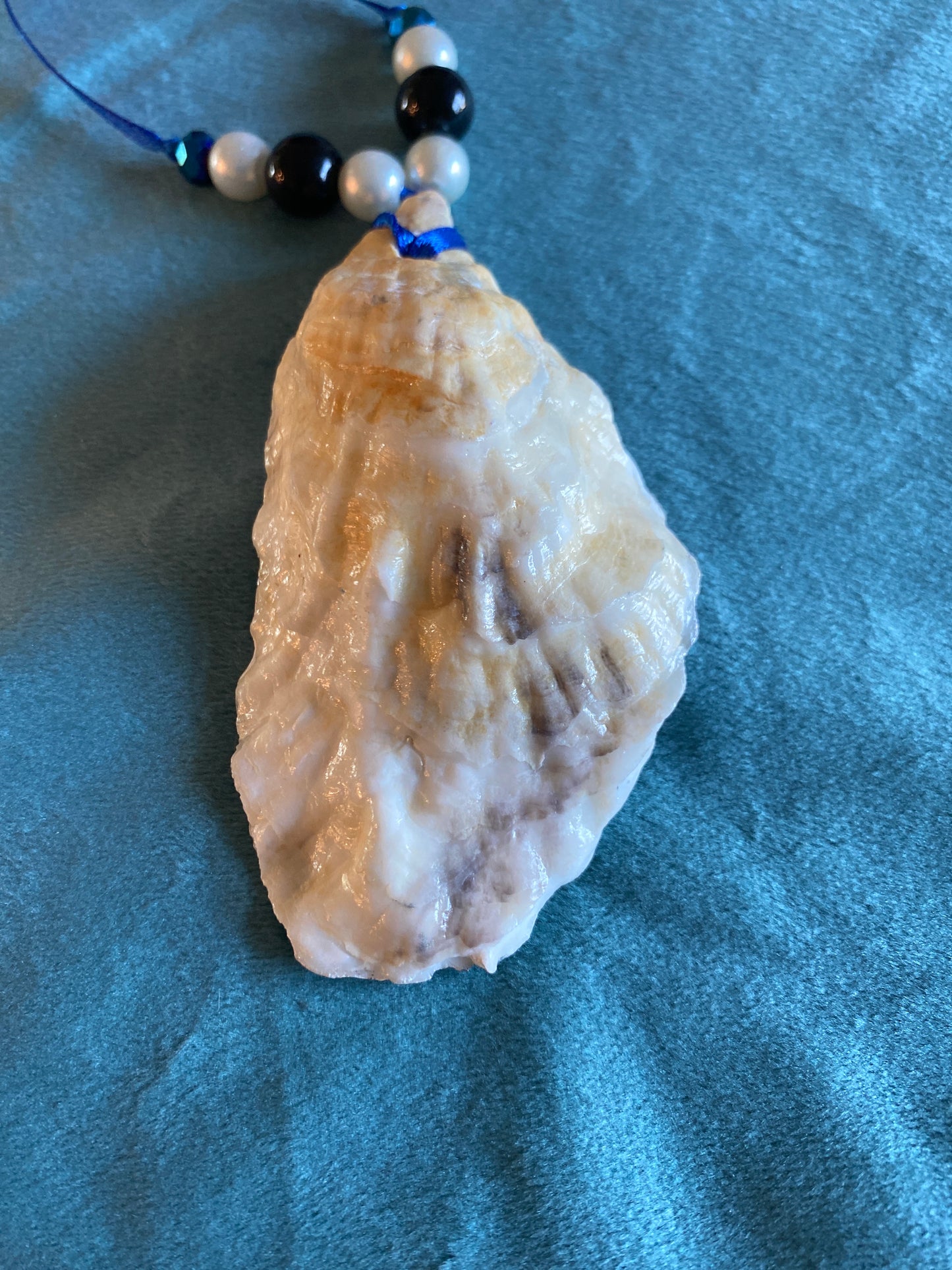 Thin Blue line ribbon “Blessed are the Peacekeepers” - oyster shell