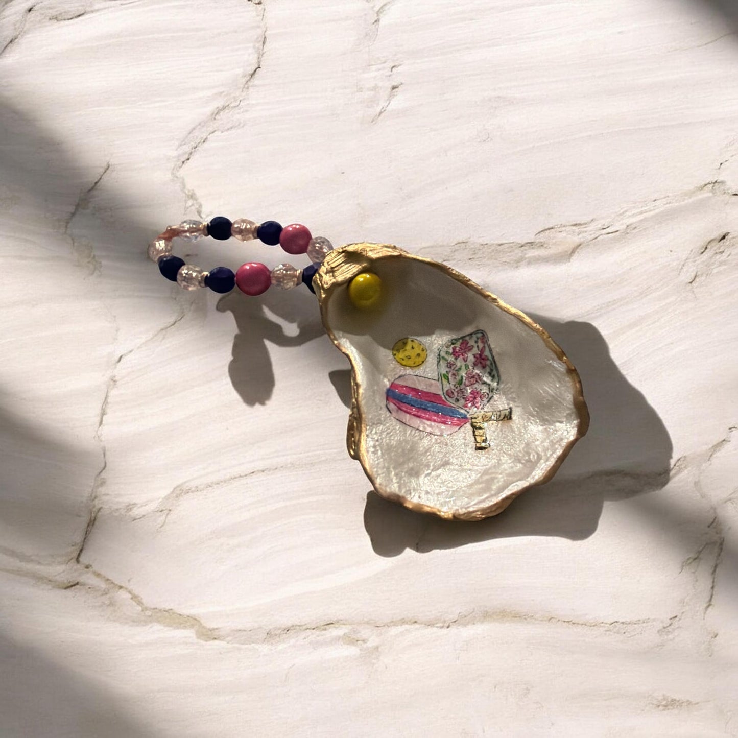 Pickleball Oyster Shell Charm – Coastal Gift.         …The perfect match for pickleball lovers.