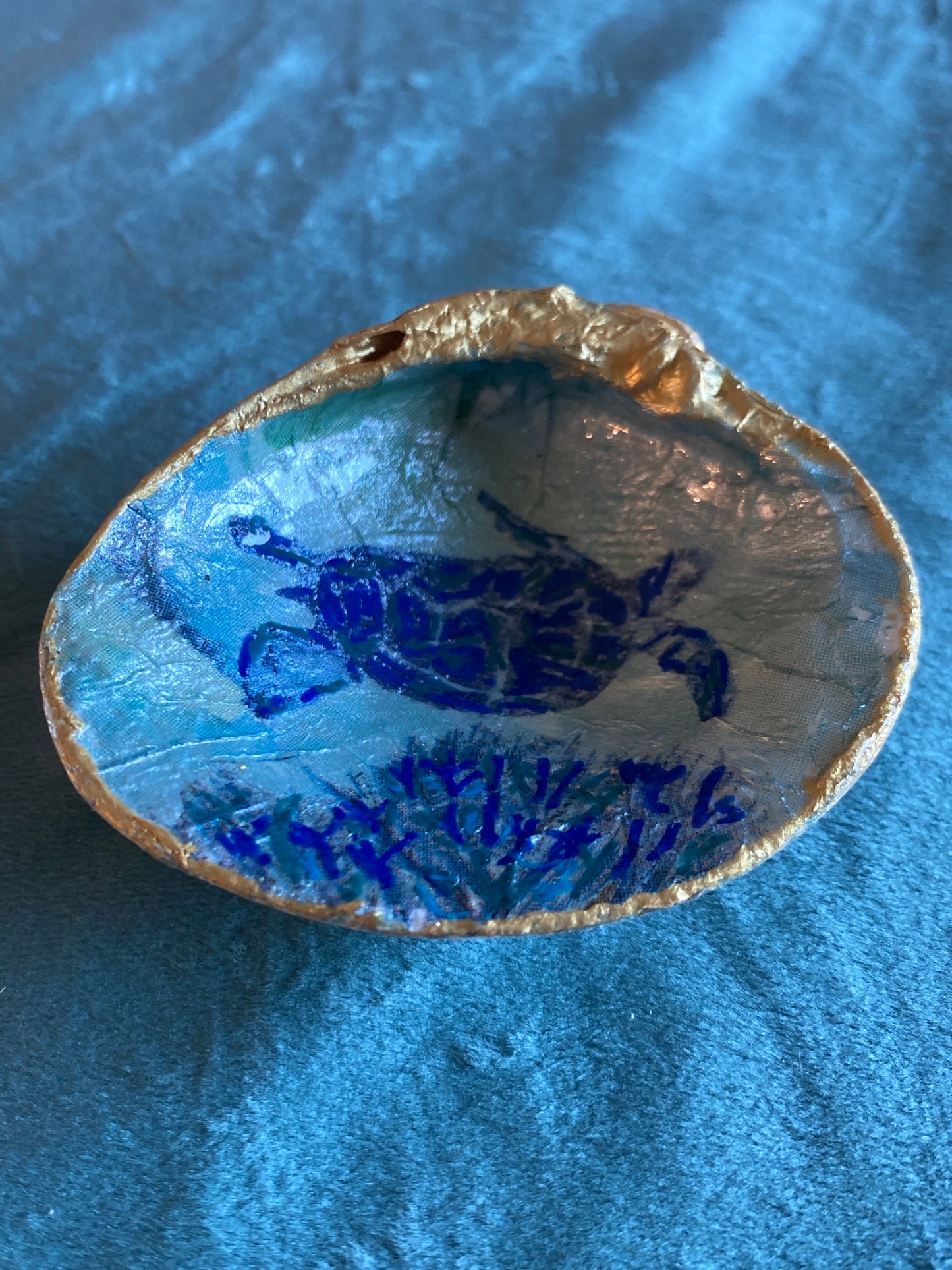 Blue Turtle -Hand painted  - Trinket dish