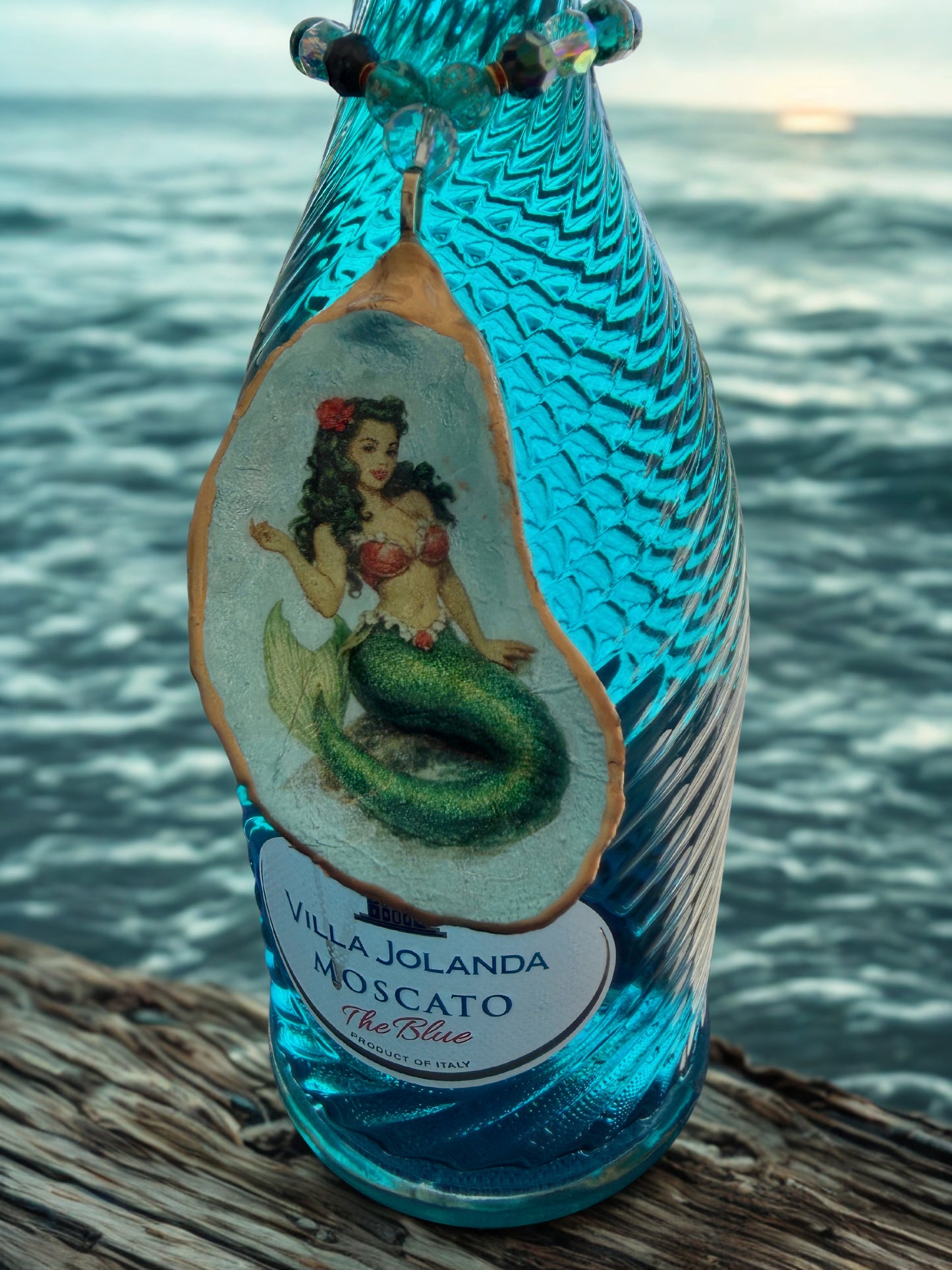 Bottle Charm with Mermaid pin up design