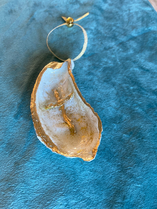 Gold Cross- oyster shell