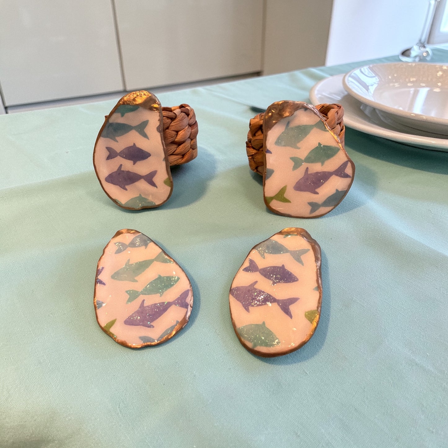 Ocean Drift- set of 4 interchangeable magnetic napkin rings