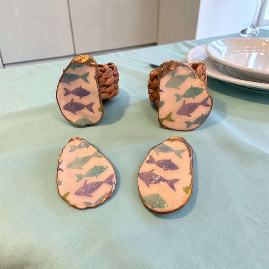 Interchangeable shell napkin ring set-Ocean Drift