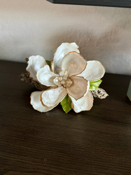 Magnolia Flower (oyster shells) on drift wood