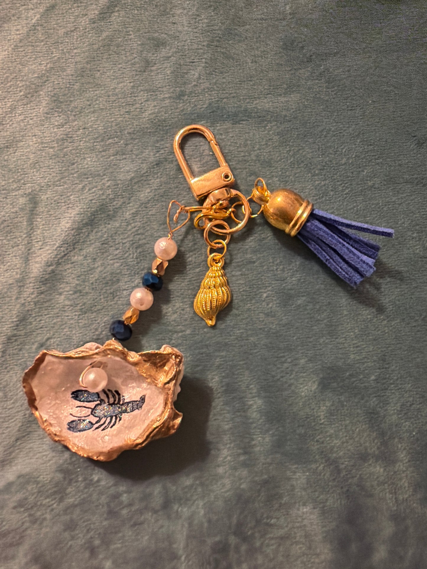 Mini blue lobster purse charm