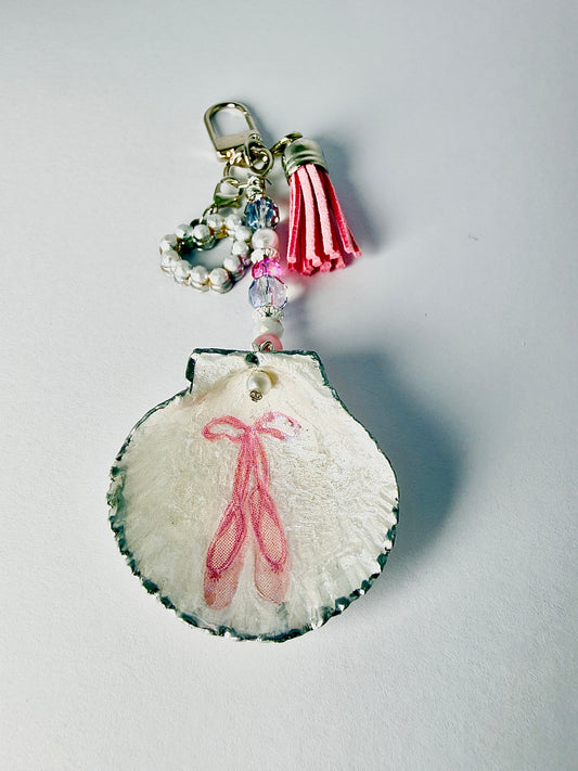 Pink Ballet Slippers Scallop Shell Purse Charm