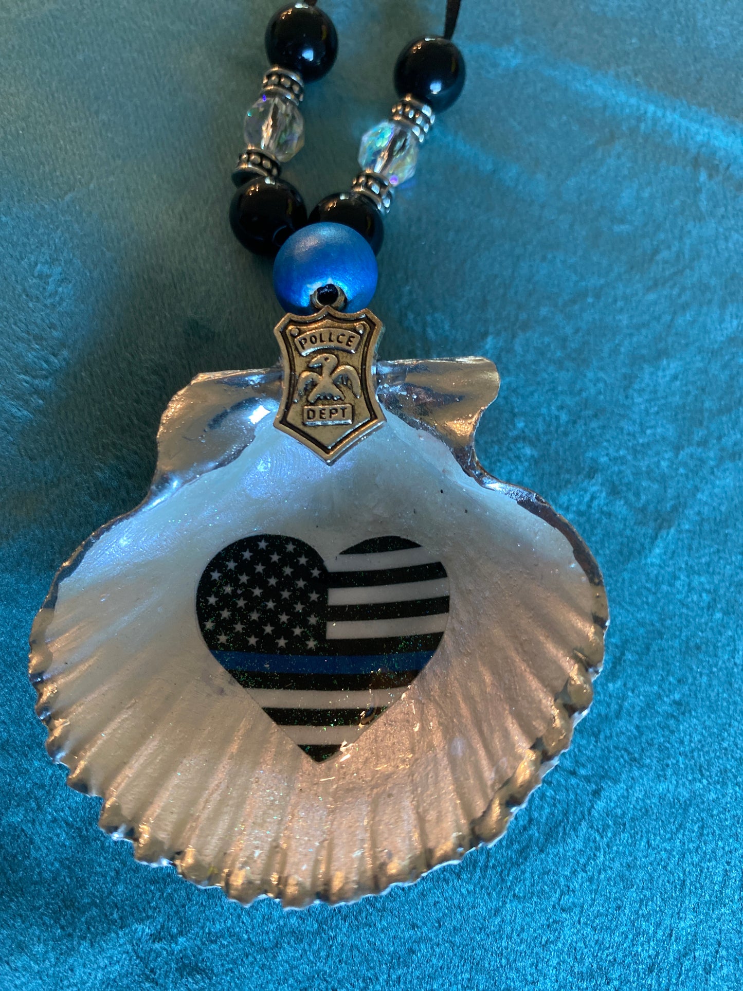 Thin Blue line Flag Heart Shaped- scallop