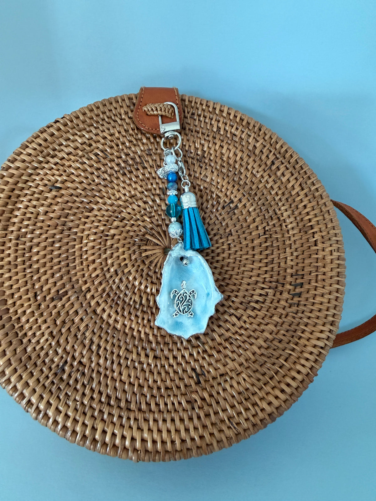 Handcrafted Sea Turtle Oyster Shell Purse Charm