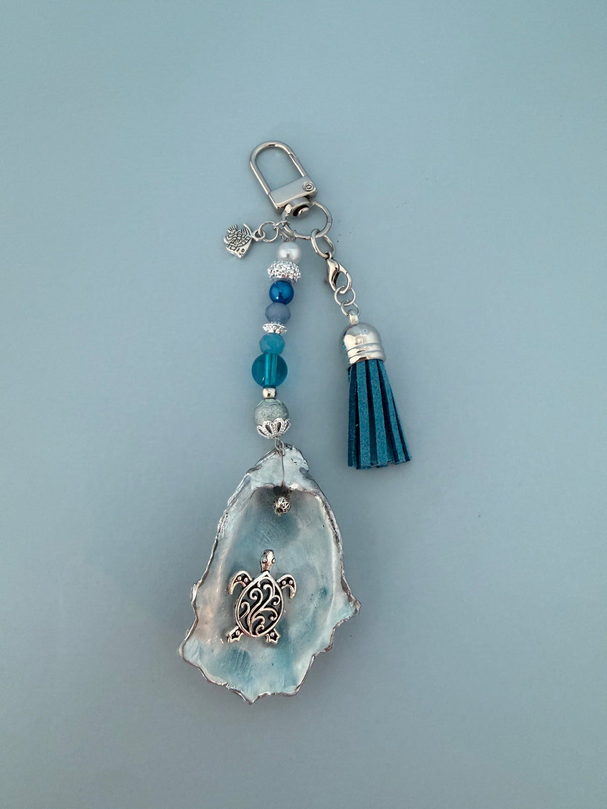 Handcrafted Sea Turtle Oyster Shell Purse Charm