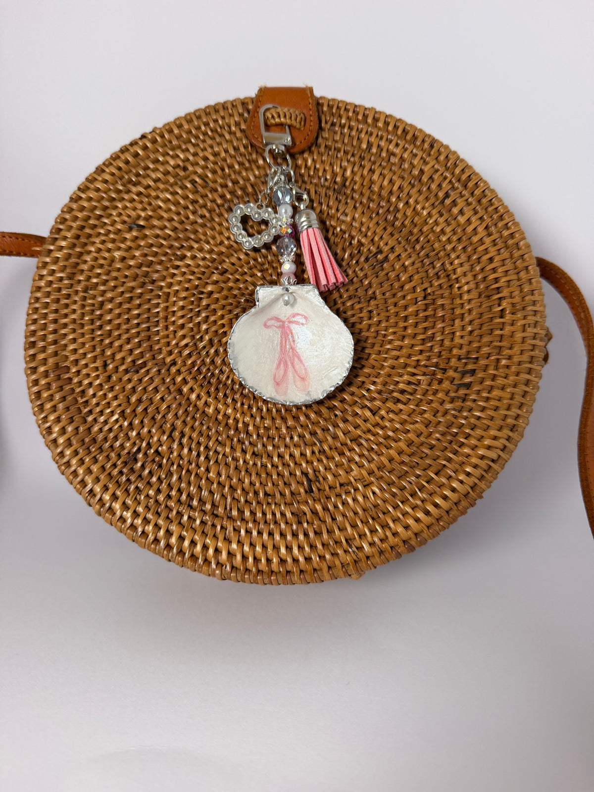 Pink Ballet Slippers Scallop Shell Purse Charm