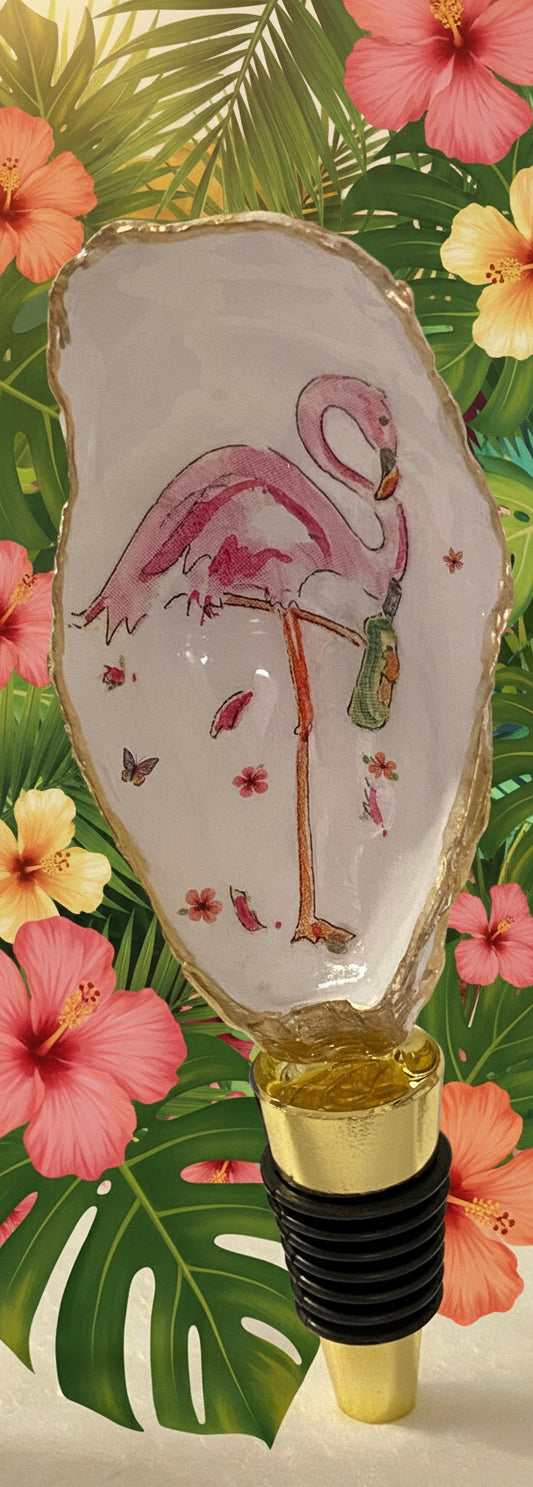 Flamingo with Wine Glass