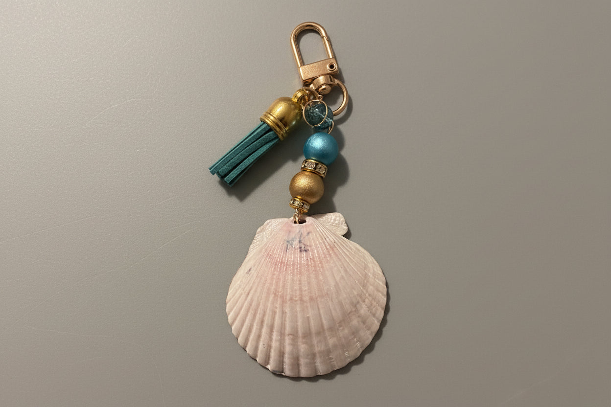 Octopus charm on a scallop shell purse charm