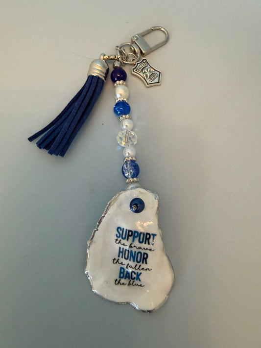 Back the Blue Oyster Shell Purse Charm – Police Support & Honor