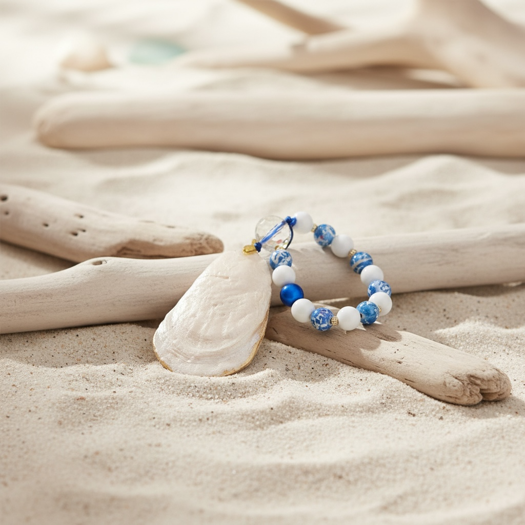 Blue Heron Coastal Keepsake Charm – Handcrafted Oyster Shell Gift