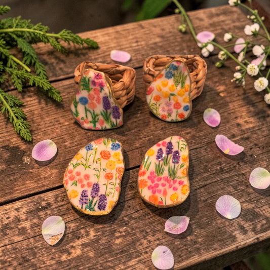Interchangeable napkin ring set-Coastal Garden
