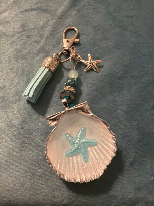 Aqua starfish purse charm