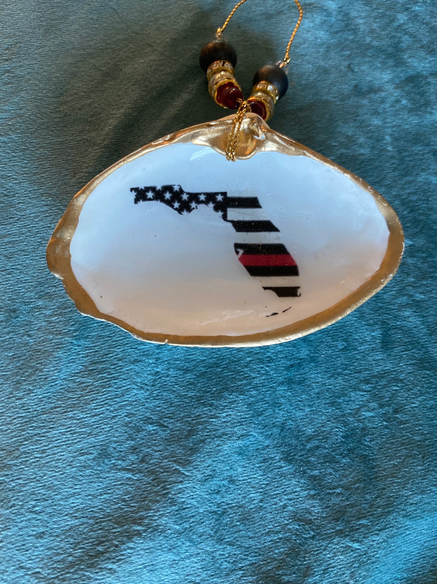 Thin red line Flag- Florida shaped- clam shell