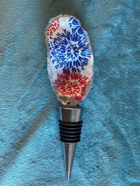 Red & Blue flower- wine stopper