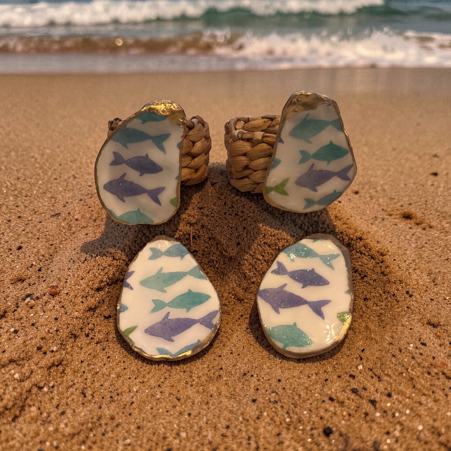 Ocean Drift- set of 4 interchangeable magnetic napkin rings