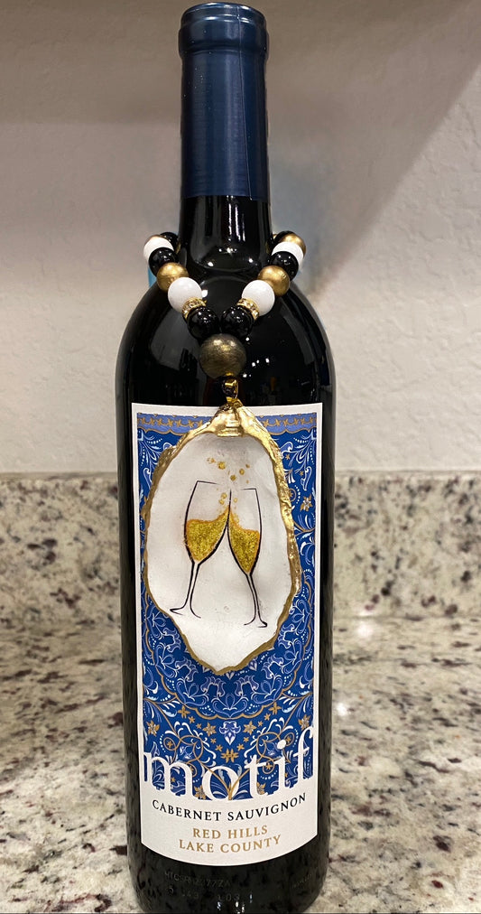 Wine bottle charm Toasting wine glasses