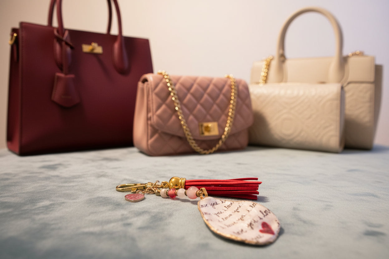 I love you purse charm Oyster flat-