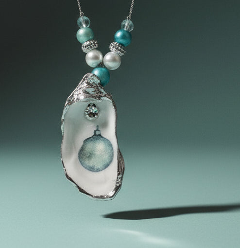 Teal Christmas Ball ornament- small oyster