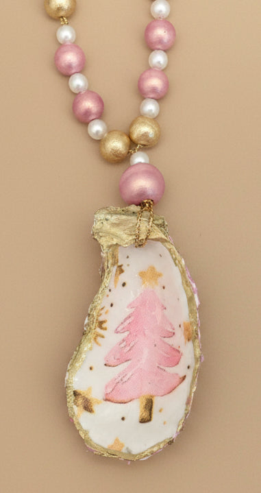 Pink Tree with star- on oyster shell