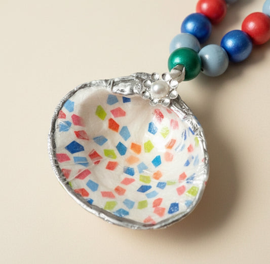 Confetti - multi-colored- on a clam shell- can be customized- with personalized wording