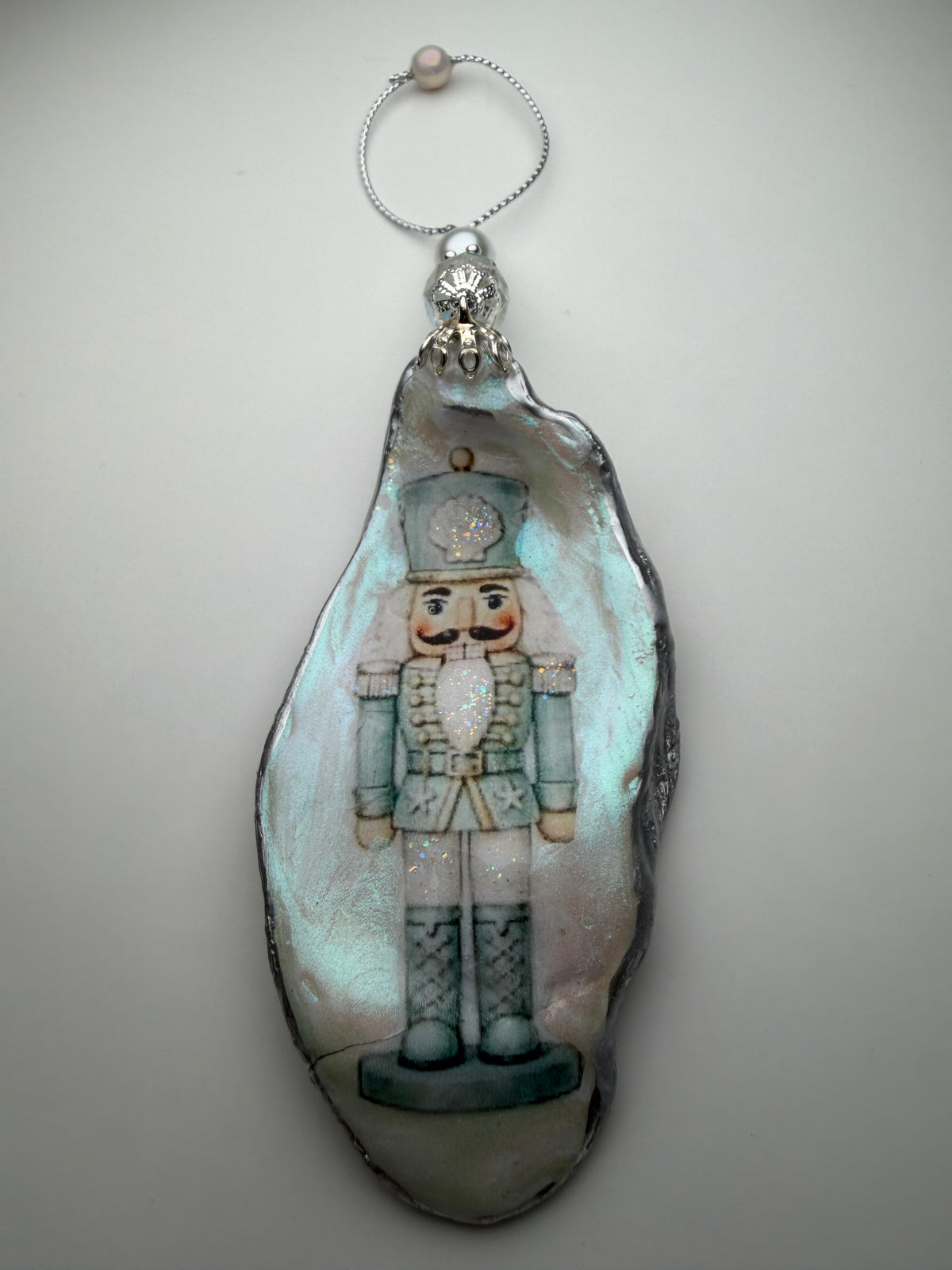 Coastal Nutcracker Oyster Shell Ornament