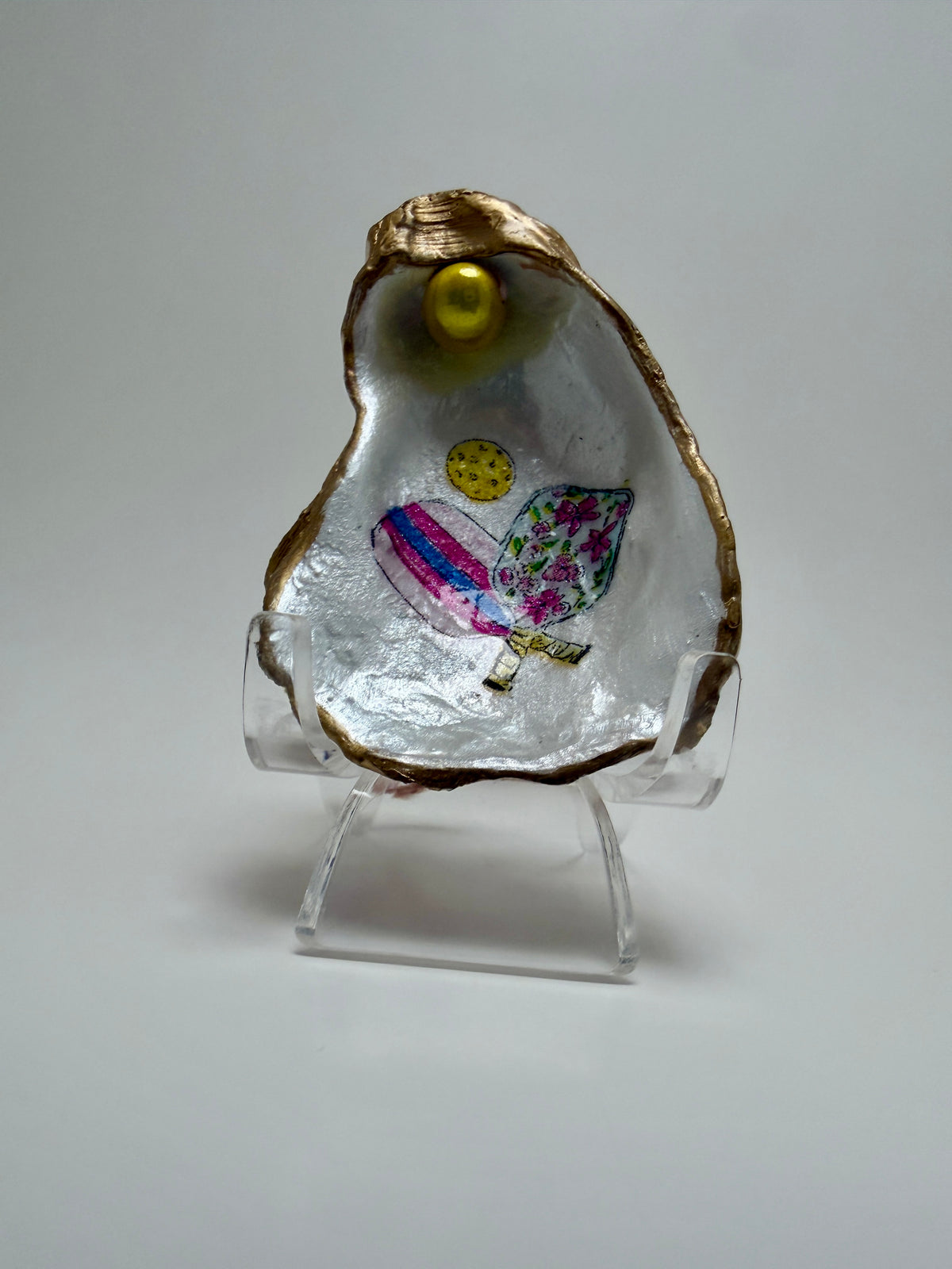 Pickleball Coastal Oyster Shell Ornament